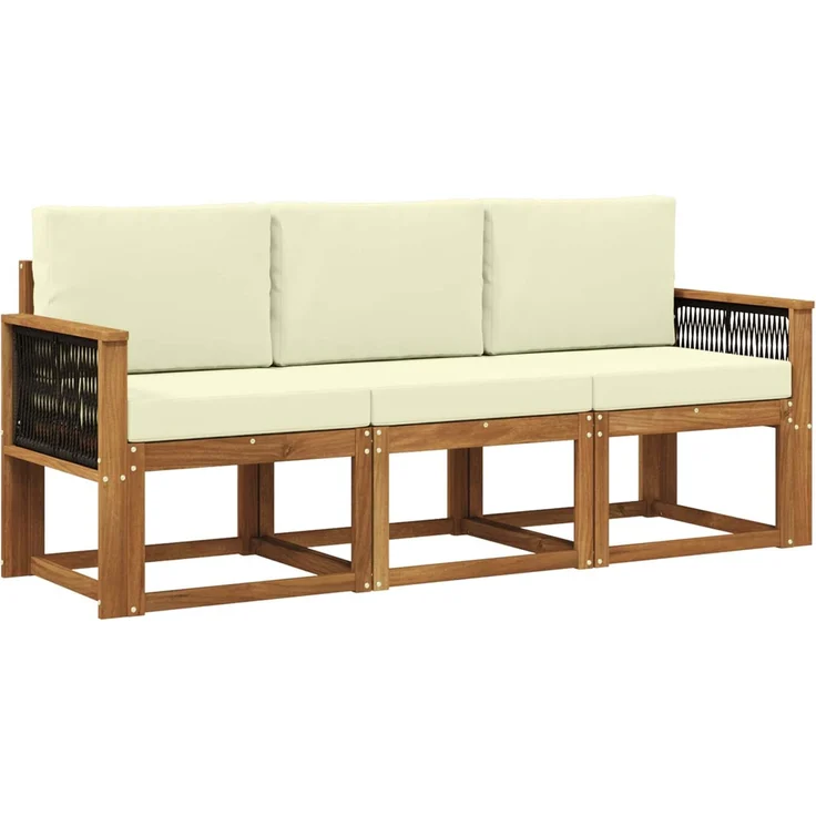 vidaXL Outdoor-Sofagarnitur 3 stk. 3-Sitzer Natur und Creme 3384951 – Bild 2