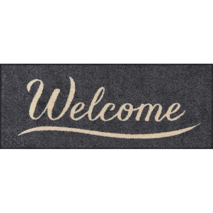 Salonloewe Läufer Fußabtreter klein 30x75 Simply Welcome grey anthrazit, Läufer Mini, Höhe: 300 mm