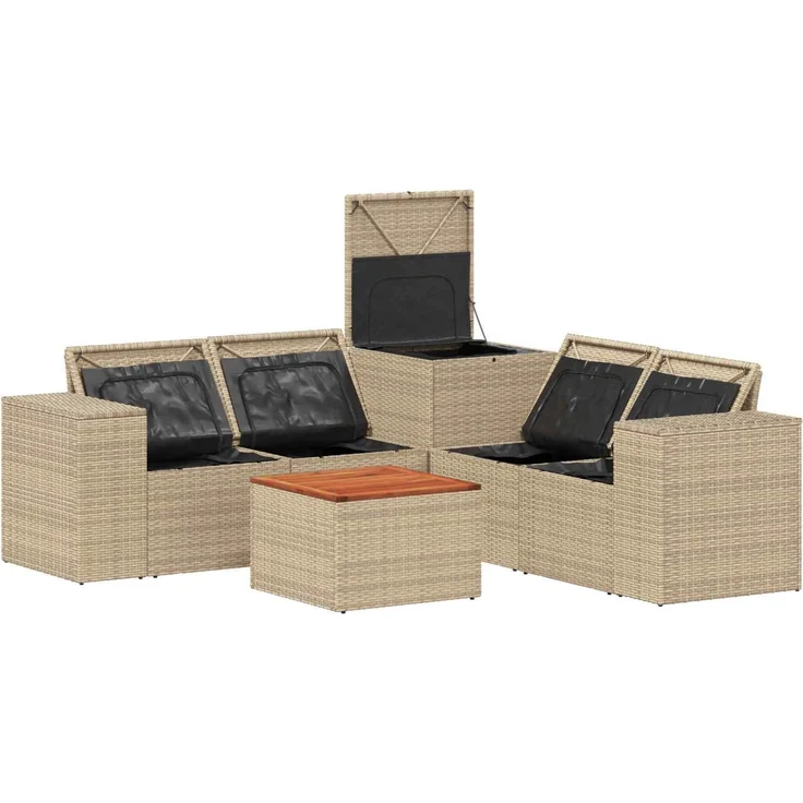 vidaXL Sofa Set 6 stk. Beige und Cremeweiß Polyrattan und Stahl 3447580 – Bild 7