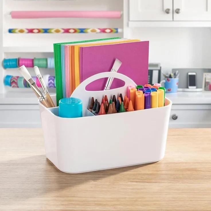 tragbarer Organizer Aufbewahrungsbox Bastel + Näh Material mDesign weiß – Bild 3