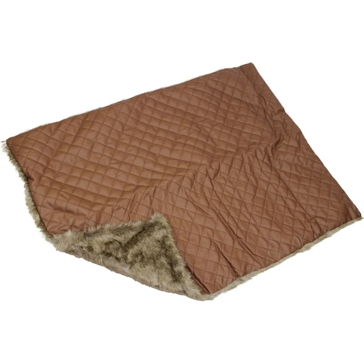 Pettimania Hundedecke Leder mit Fellbezug braun, 100 x 75 cm, ca 1 cm dick – Bild 3