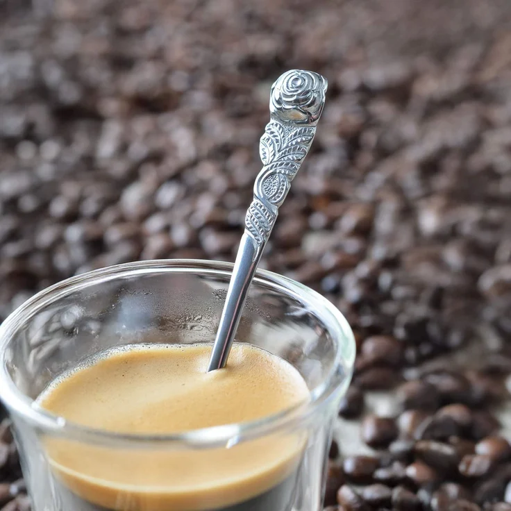 Espressolöffel 12er Rosendekor Edelstahl – Bild 2
