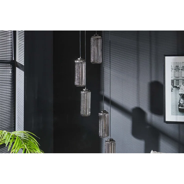 KAWOLA Hängeleuchte CARTOLA Hängelampe 5-flammig Glas schwarz 180 x 45 x 45 cm – Bild 2