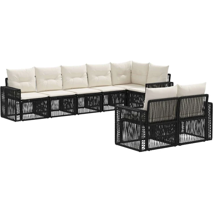 vidaXL Gartensofa-set 8 stk. 8-Sitzer Schwarz und Cremeweiß 3435184 – Bild 2