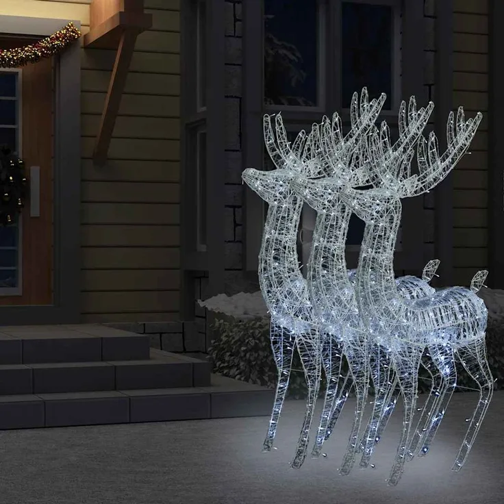 vidaXL XXL Rentiere Weihnachtsdekoration Acryl 250 LED 3 Stk. 180 cm 3154358