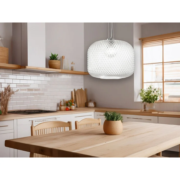 LED Pendelleuchte einflammig Kristall Glasschirm Klarglas, Ø 40cm – Bild 1