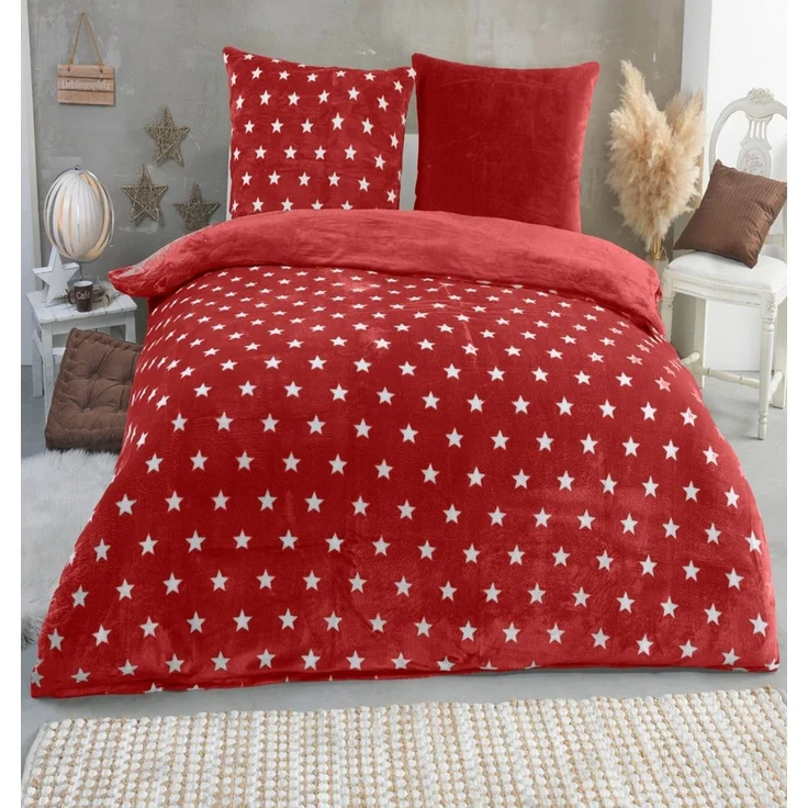Malika Wendebettwäsche 200x200 + 2x 80x80 cm Cashmere Touch Sterne Bettwäsche, atmungsaktiv, Mikrofaser, 3 teilig, Für Allergiker geeignet, pflegeleicht, angenehm weicher Stoff – Bild 1