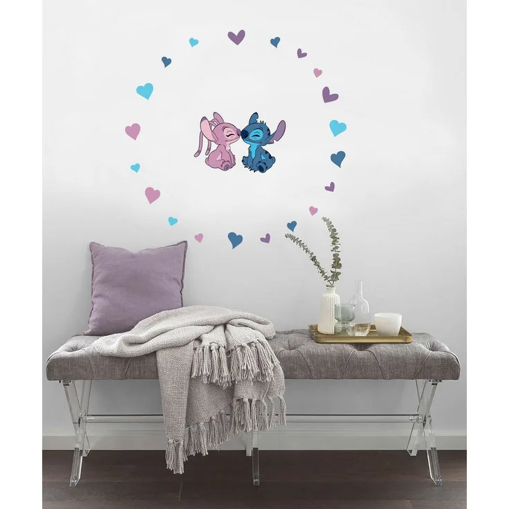 Komar Wandtattoo Stitch and Angel Cutie - Größe 50 x 70 cm (22 St), Künstler: Komar, selbstklebend, Wandsticker, Kinderzimmer