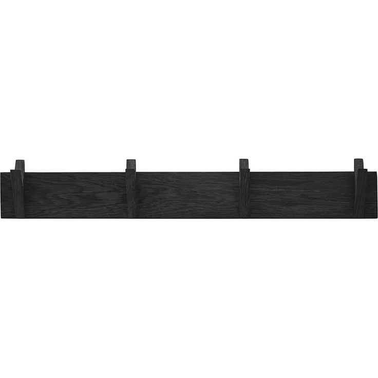 Garderobenleiste >BANTRY< 4 Haken, Eiche massiv, schwarz mit Maserung - 80x13x12cm (BxHxT) – Bild 2