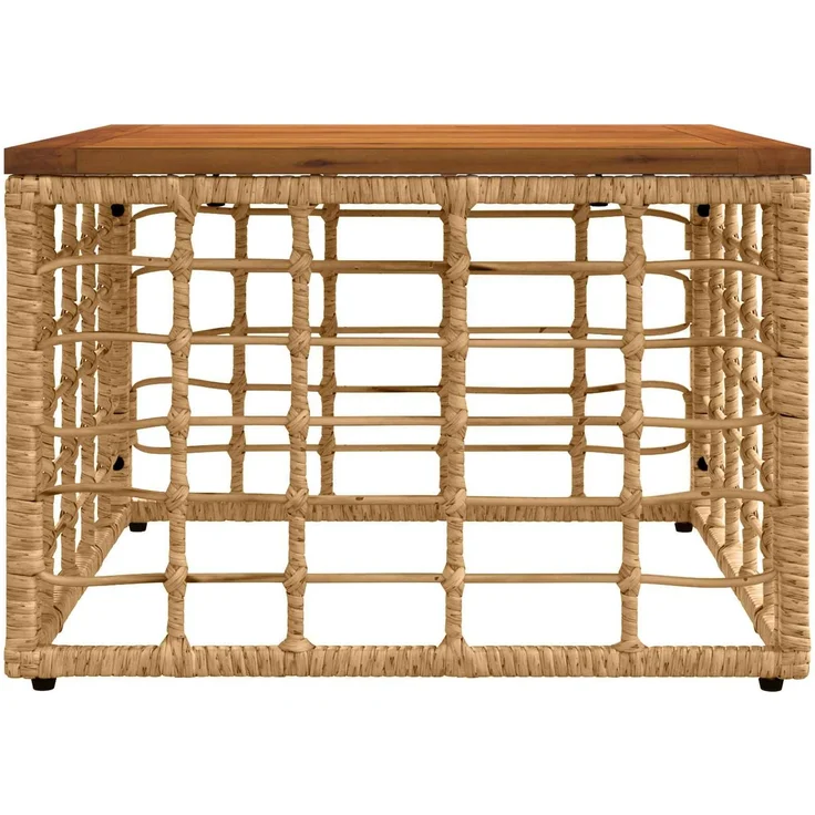vidaXL Gartentisch Natur 55 x 55 x 37 cm PE Rattan und Glas 42035140 – Bild 2