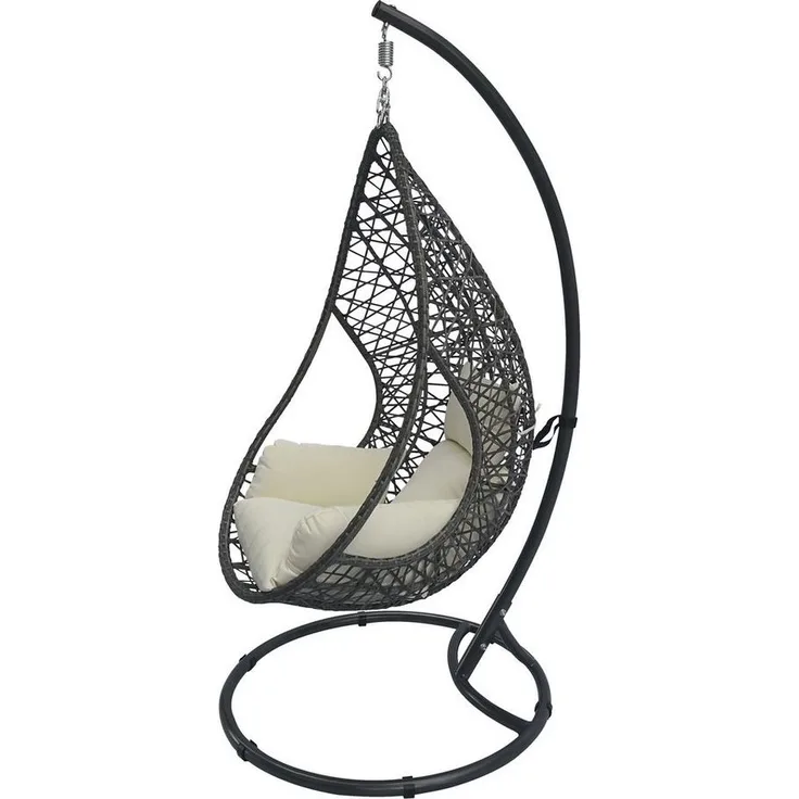 greemotion Hängesessel Kuba, anthrazit/weiß, Stahl, Polyethylengeflecht, Kissen aus Polyester, 210x103 cm