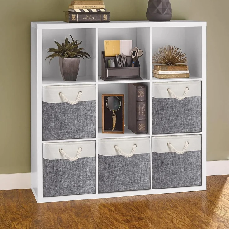 Aufbewahrungsbox Stoff 33x38x33cm Schrank Regal 4 Pack Grau Weiß – Bild 6