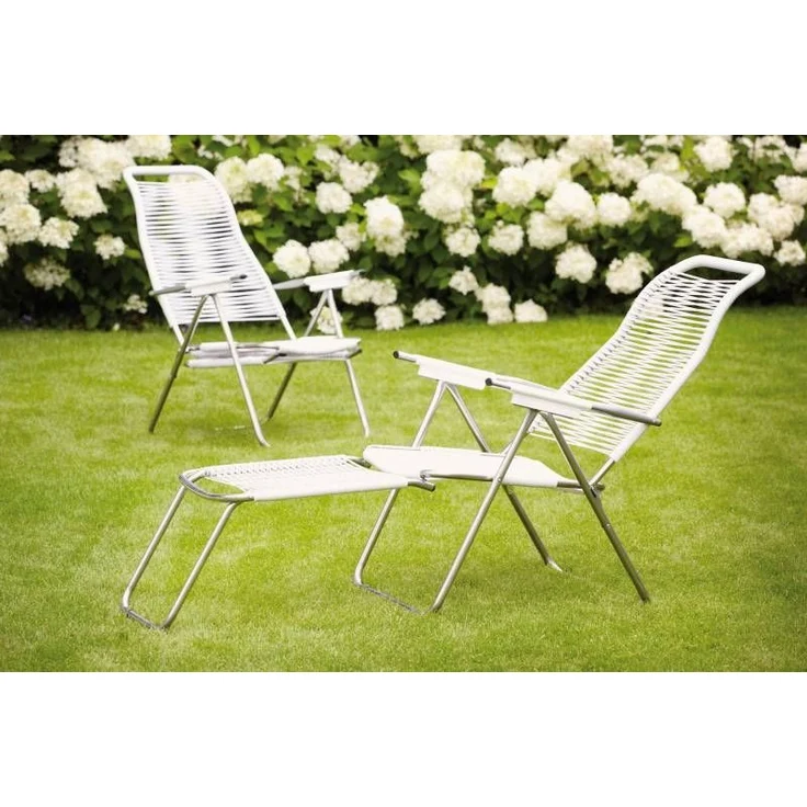 Liegestuhl Spaghetti Gartenstuhl Weiß Sessel mit Beinauflage FIAM – Bild 2