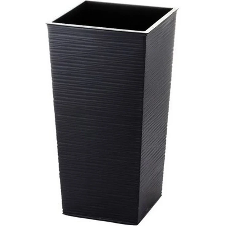 Engelland Pflanzkübel Blumentopf aus recyceltem Kunststoff & Holz (WPC), Rillenoptik (UV-beständig, wetterfest), Blumenkübel für Garten, Balkon, Terrasse, Innen- und Außenbereich – Bild 4