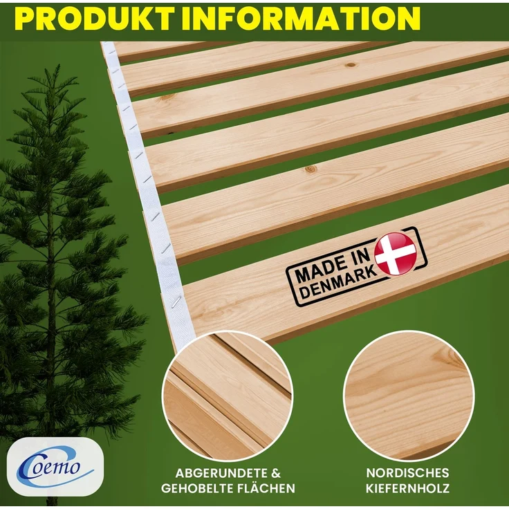 Coemo Rollrost ROMO 100×210 cm, Lattenrost aus Massivholz, 22 Leisten – Bild 2