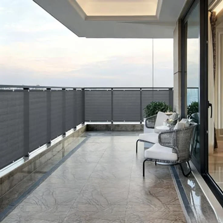 Sekey Balkon Sichtschutz HDPE 220g/m² | Wetterfest & Schnelltrocknend | Lichtdurchlässig & Blickdicht | 120x600cm, Anthrazit – Bild 2