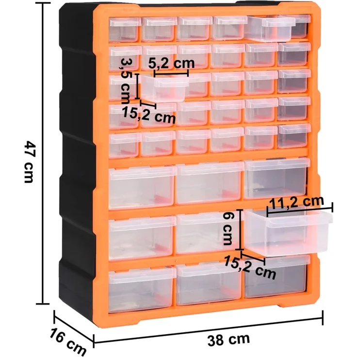 vidaXL Multi-Schubladen-Organizer mit 39 Schubladen 38x16x47 cm 147585 – Bild 9