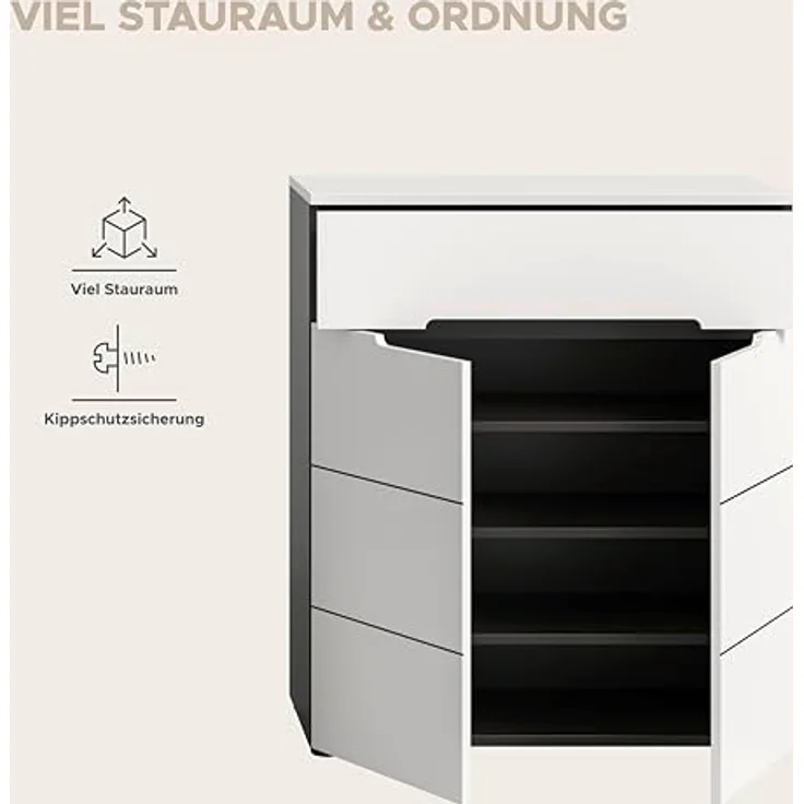 Schuhkommode (B/H/T: 80x94x37 cm) in weiß Nachbildung – Bild 10