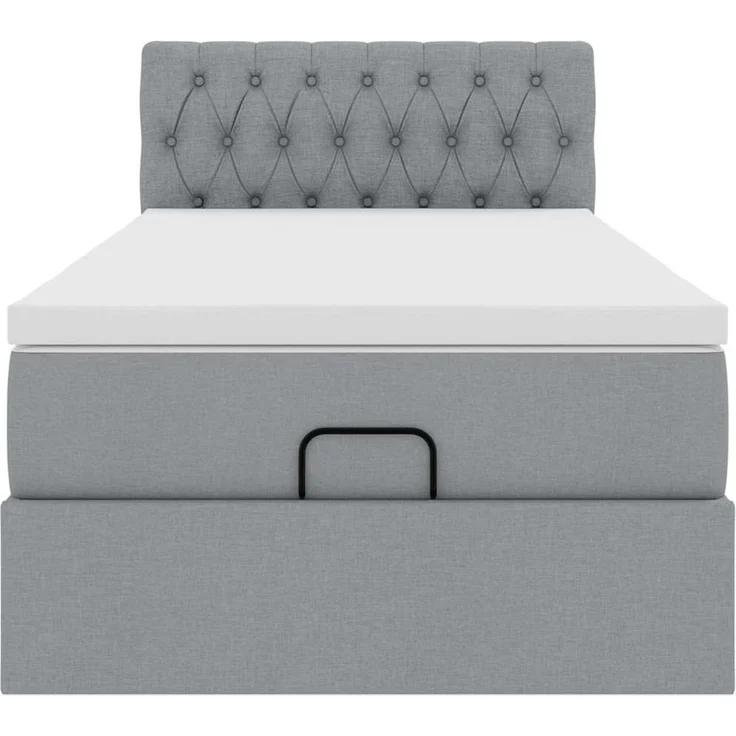 vidaXL Ottoman-Bett mit Matratze Hellgrau 80x200 cm Stoff 3311497 – Bild 5