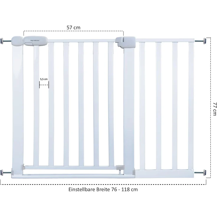 Absperrgitter Treppenschutzgitter weiß für 110-120cm Durchgang 77cm Hoch – Bild 3