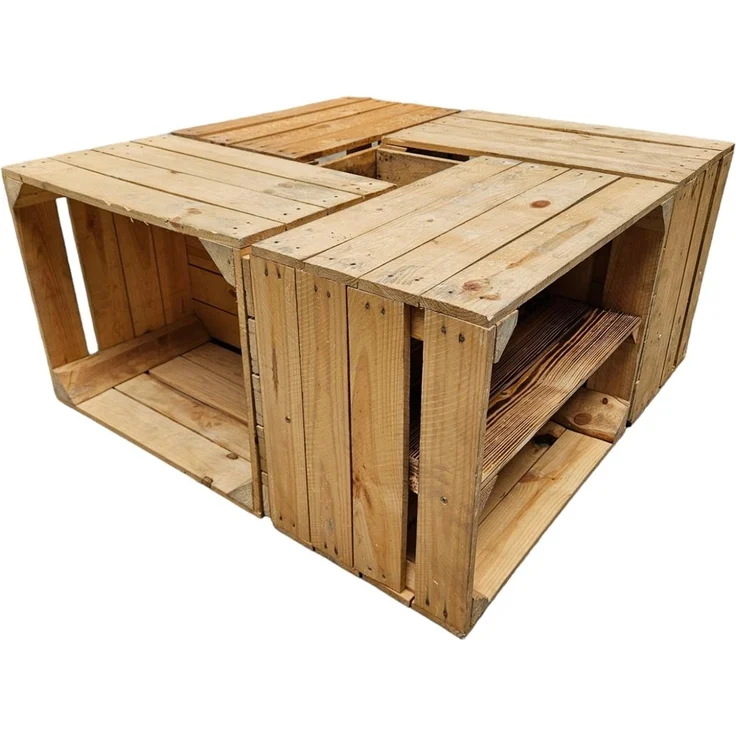 Holzkisten 4er Set 50 x 40 x 30cm mit Regal Lang Vintage Natur – Bild 2