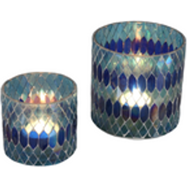 Marokkanisches Mosaik Windlicht Rayan Dunkelblau M – Bild 7