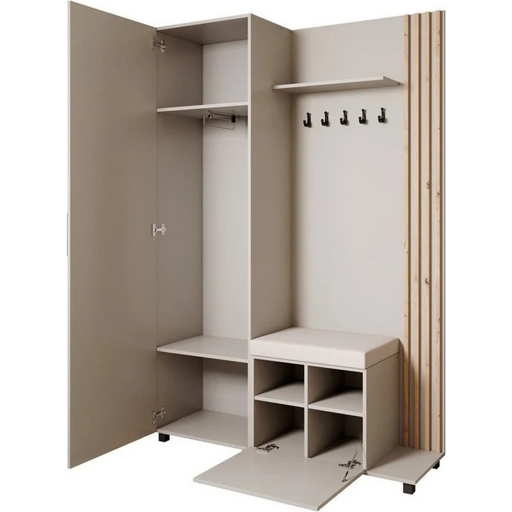 Beautysofa Garderoben-Set Livia – Design, Funktion und Ordnung in Perfektion, (Geräumiger Schuhschrank, mit praktischer Kleiderstange) – Bild 1