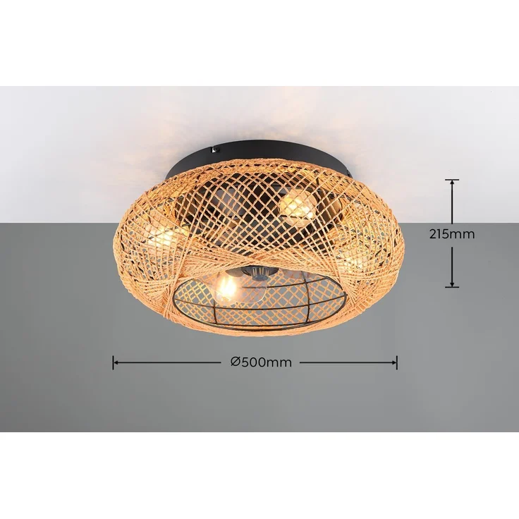 Boho Deckenleuchte LILLESAND mit Ventilator und Fernbedienung, Ø 50cm – Bild 8