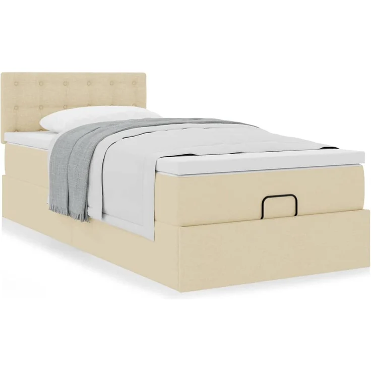 vidaXL Ottoman-Bett mit Matratze Creme 100x200 cm Stoff 3311606 – Bild 12