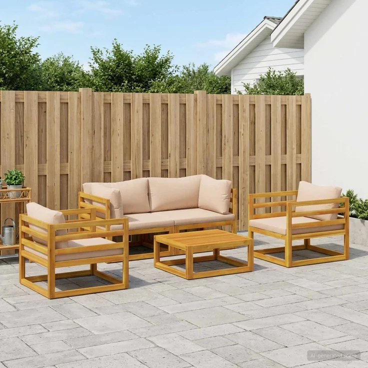 vidaXL 5-teiliges Garten-Lounge-Set Modular Natur Massivholz Akazie 3417285 – Bild 1