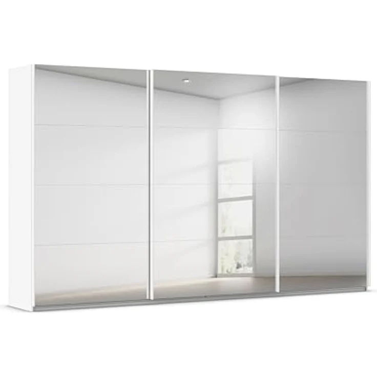 Rauch Möbel Kulmbach, Kleiderschrank mit Schwebetüren für Schlafzimmer, Kinderzimmer, Jugendzimmer, Garderobe, Flur, 3-türig, mit Spiegel, Zubehör Basic, Farbe Weiß, Breite 360 cm – Bild 1