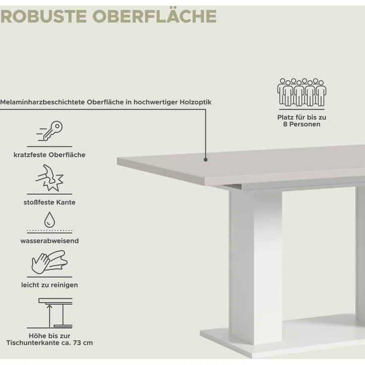 Motion Esstisch in Kaschmir Nachbildung – Bild 8