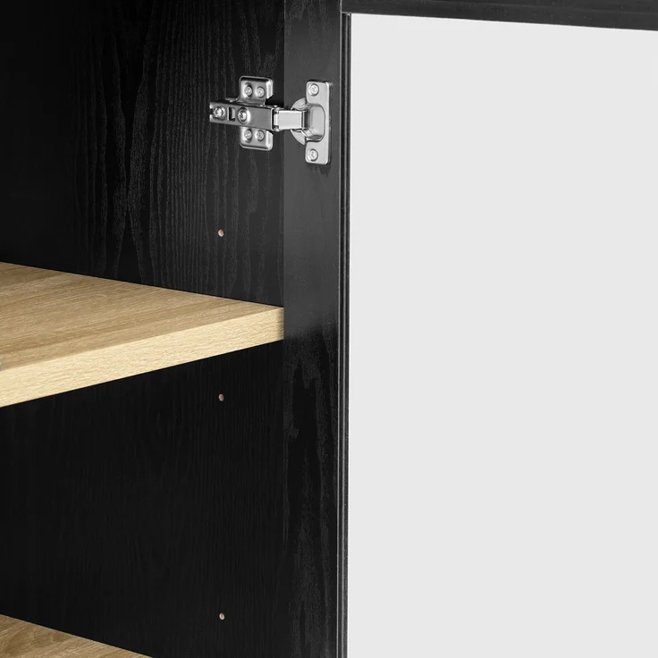 Highboard mit verstellbaren Regalböden und Schubladen, Küchenschrank mit transparentem Glas und großem Stauraum, Ideal für Esszimmer, Wohnzimmer und Küche (Schwarz)--Schwarz--76.2x40.1x180cm--YOUDENOVA – Bild 9