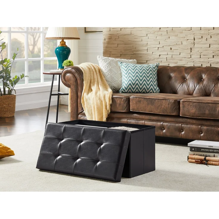 Zedelmaier Sitzbank Sitzbank mit Stauraum, Sitzhocker, Spielzeugtruhe, Fußhocker (ZD76PVC), Aus MDF-Platte und Kunstleder. Faltbar, bis 300 kg,Truhenbank – Bild 5