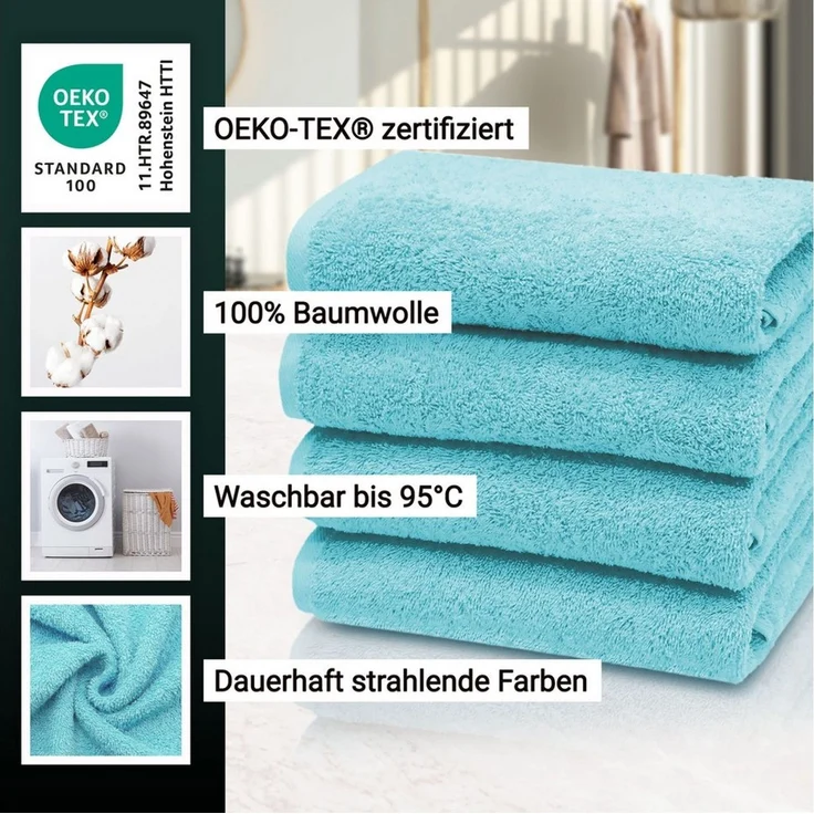 ZOLLNER Handtücher, Walkfrottier (4-St), 50 x 100 cm, 100% Baumwolle, alle Farben bis 95°C waschbar – Bild 3