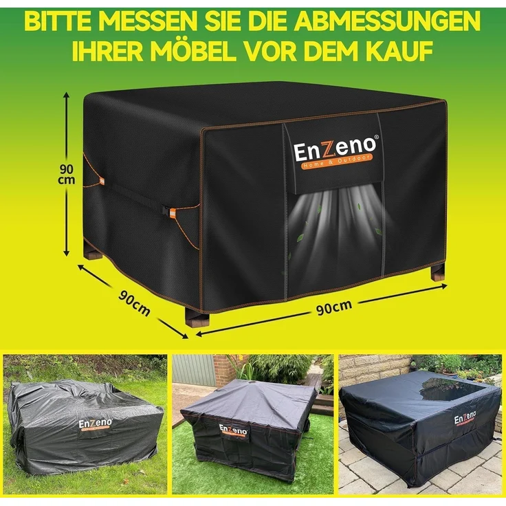 Enzeno Gartenmöbel Abdeckung 420D Oxford Wasserdicht Winterfest 90x90x90cm – Bild 7