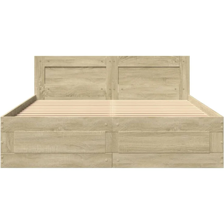 vidaXL Bettgestell mit Kopfteil Sonoma-Eiche 120x190 cm Holzwerkstoff 3295606 – Bild 5
