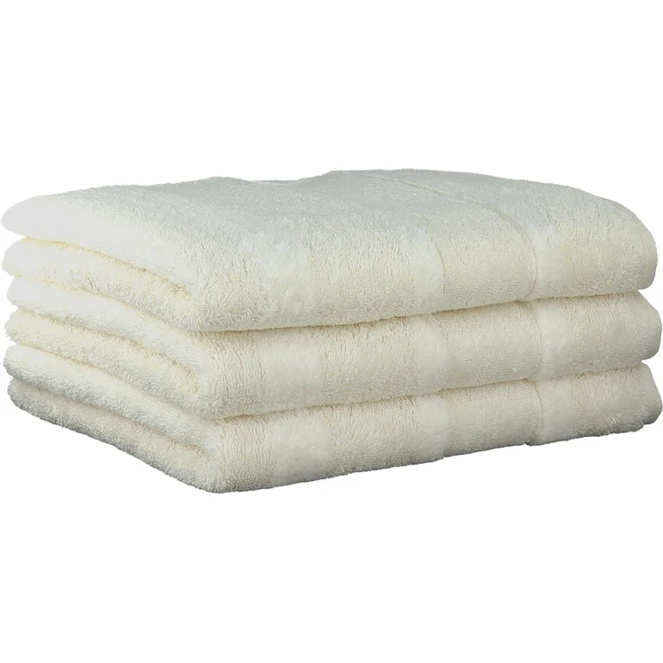CAWÖ Handtuch, 3er Pack - Noblesse2, Walkfrottier, Velours-Streifen, Baumwolle, einfarbig Natur 50x100cm – Bild 1