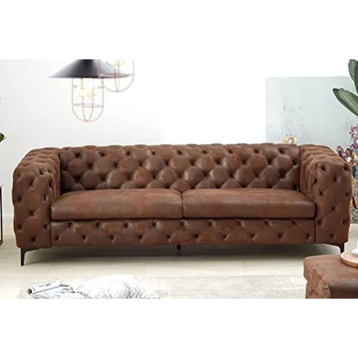 riess-ambiente 3-Sitzer MODERN BAROCK 235cm antik braun · Microfaser-Couch mit Federkern, Einzelartikel 1 Teile, 3-Sitzer Sofa · Chesterfield Design mit Ziersteppung · Rundum-Bezug – Bild 4