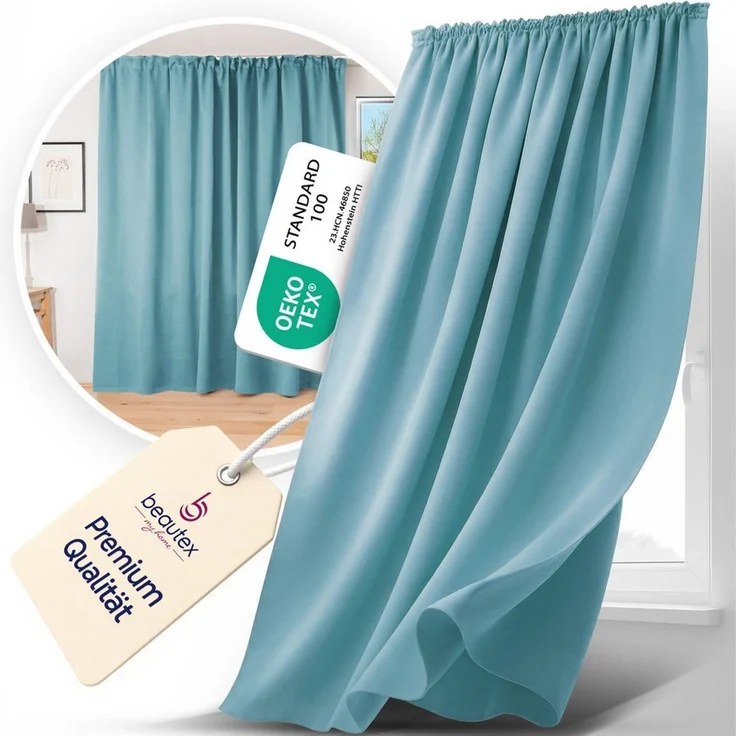 Beautex Verdunkelungsvorhang 2er Set mit U-Band, Blackout Vorhang Gardine abdunkelnd (2 St), Kräuselband, verdunkelnd, 2er Set, wärmeisolierend, blickdicht, waschbar, Farbwahl – Bild 3