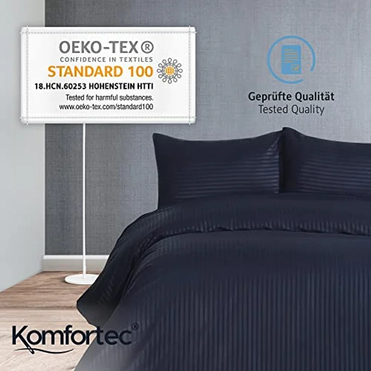 Komfortec Bettwäsche Deluxe, 2&3 Teilig, 140x200 cm, 155x220 cm, 200x200 cm oder 220x240 cm, 100 % Mikrofaser (120 g/m), 2 teilig, Bettwäsche-Sets mit Reißverschluss, Weich und Bügelfrei – Bild 8