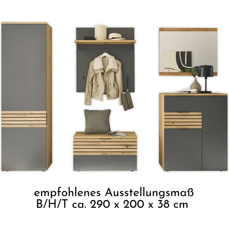 Garderoben-Set >Melisande< in Grau-Eiche Artisan Nachbildung – Bild 6