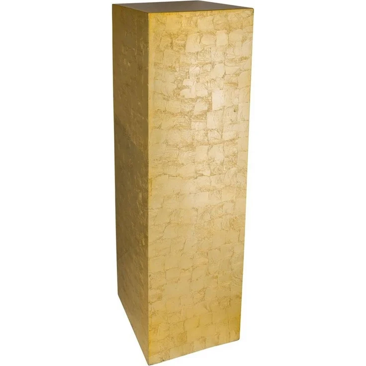 VIVANNO Blumenständer Fiberglas PODEST Säule, Gold Blattoptik Hochglanz 30x30x100 cm – Bild 1