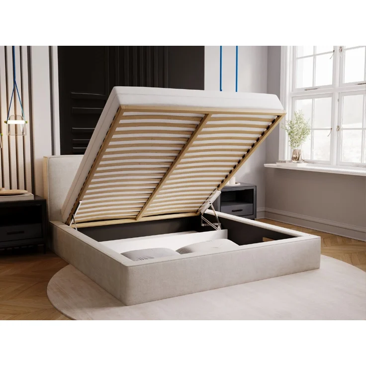 GRAINGOLD Monaco Doppelbett 180x200, Polsterbett mit Bettkasten und Kopfteil, Velour-Stoff, Dunkelgrau – Bild 6