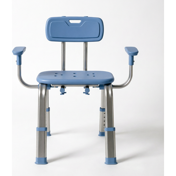Duschstuhl 60–70 x 52 x 62–72 cm, höhenverstellbar, mit Armlehnen und Rückenlehne – Bild 5