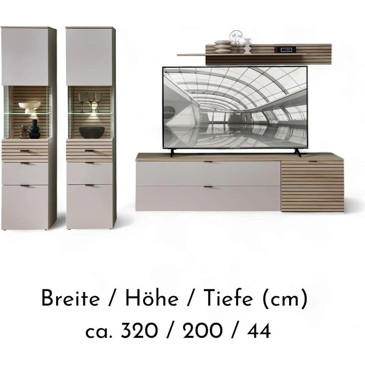 Innostyle Wohnwand INA - Wohnzimmer in Kaschmir-Riva Eiche – Bild 5