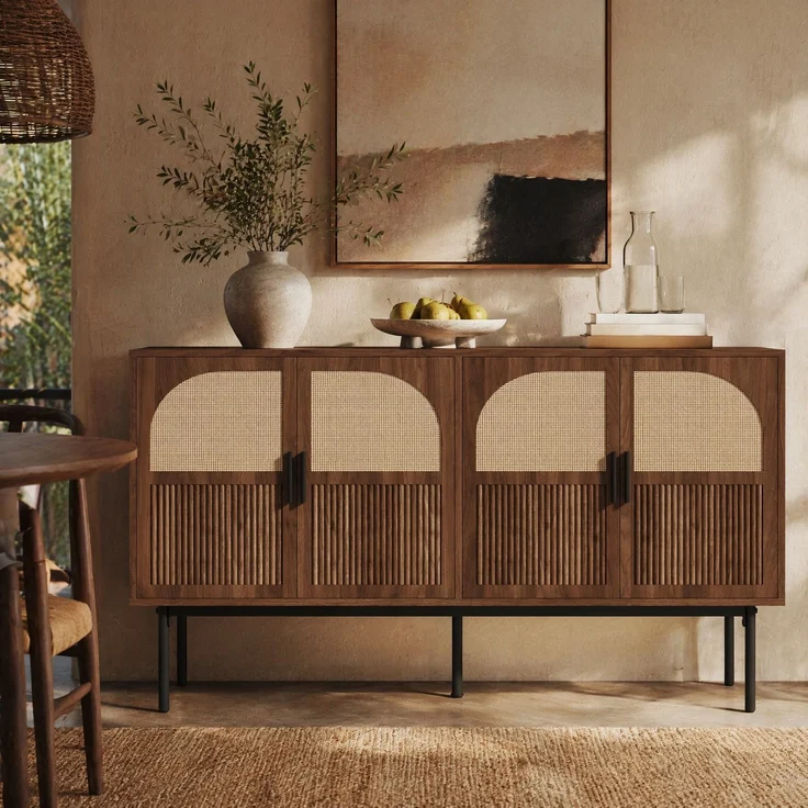 DESVIAE Sideboard mit 4 Türen 140x80x40 cm MDF Natur – Bild 2