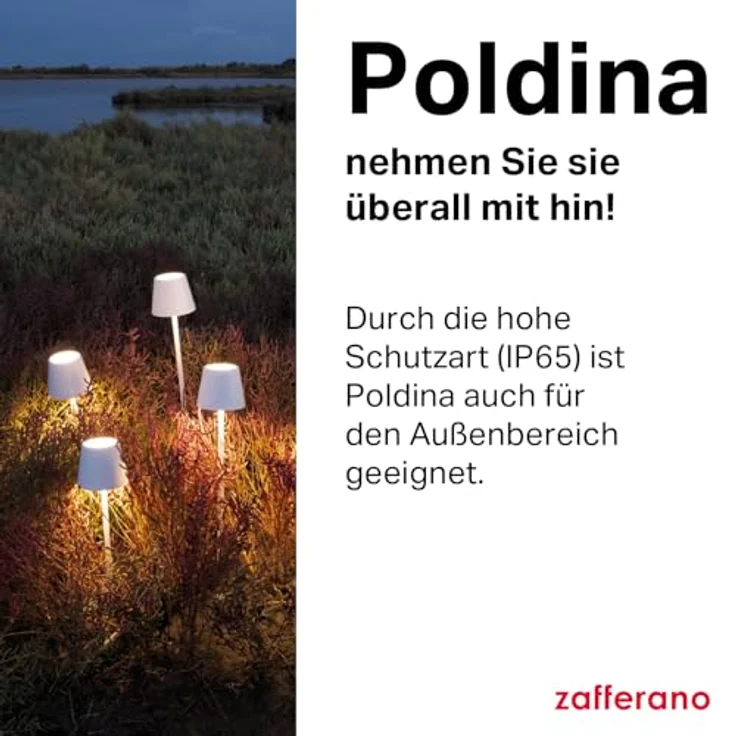 Zafferano, Poldina Pro Lampe, Kabellose, Wiederaufladbare Tischlampe mit Touch Control, Auch für den Außenbereich Geeignet, Dimmer, 2200-3000 K, Höhe 38 cm, Farbe Corten – Bild 5