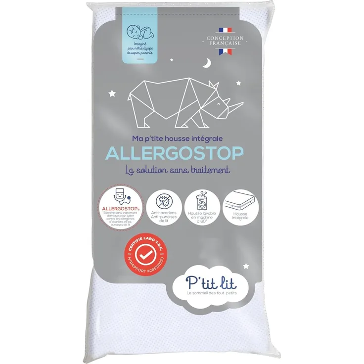 P'tit Lit Matratzenschoner für Babys, Allergostop 60x120 cm | Komplettbezug wasserdicht | natürlicher Schutz gegen Milben und Bettwanzen – ohne chemische Behandlung