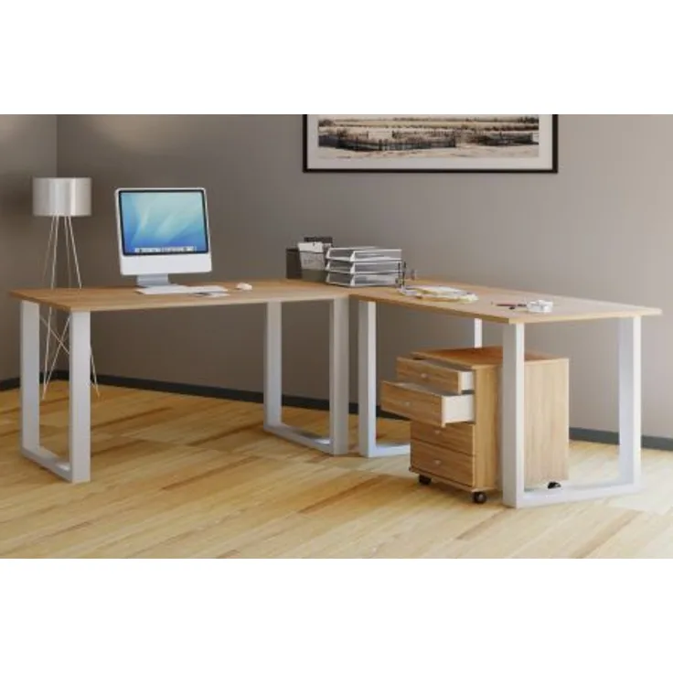 VCM Eck-Schreibtisch Lona 190 x 190 x 50 U-Füße Sonoma-Eiche